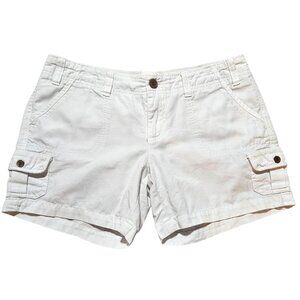 Roxy Womens White Cotton Cargo Shorts Size 7 With Pockets & Button Details